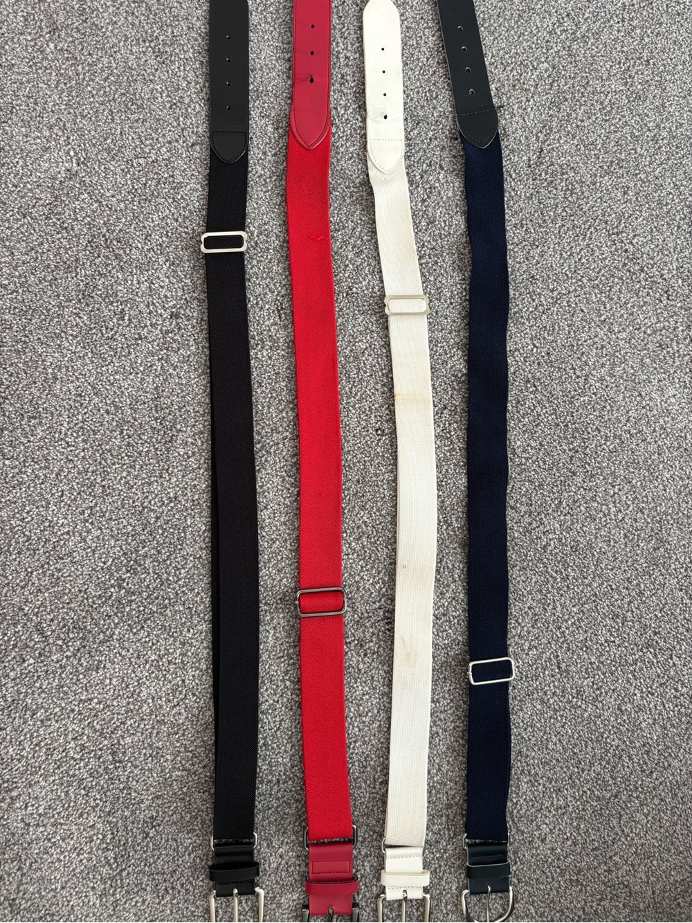Softball/Baseball Belts - Set of 4 - Black, Red, White, Navy